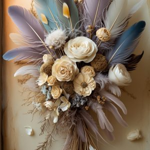 Vintage Feathers & Dried Blooms Bouquet